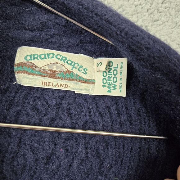 Aran Crafts Merino Wool Zip Front Wmns Sz S Sweater Chunky Cable Fisherman Knit - Picture 4 of 6